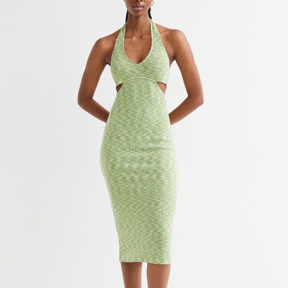 Ribbed halter neck dress
